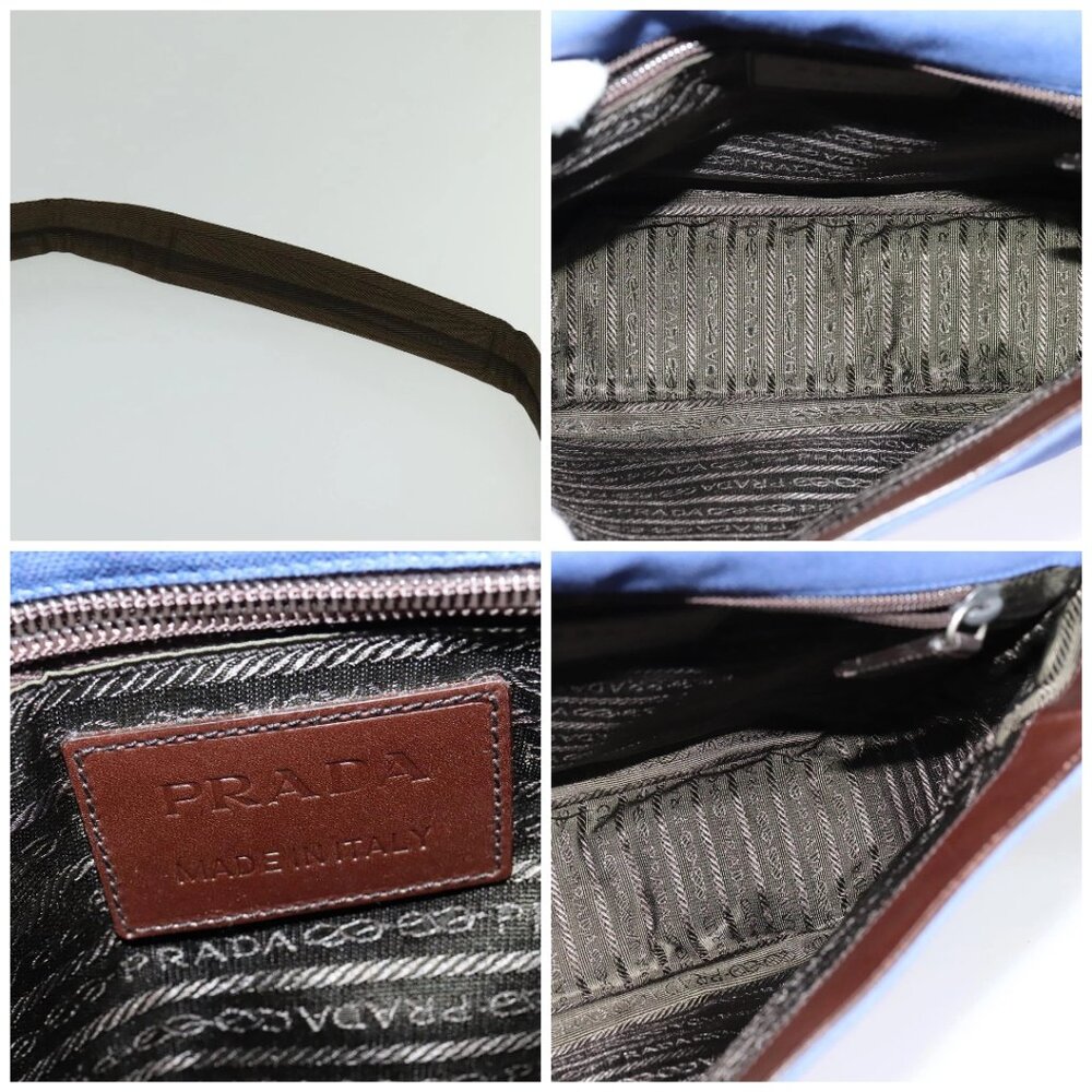 PRADA Shoulder Bag Canvas Blue Silver Auth - Picture 15 of 16